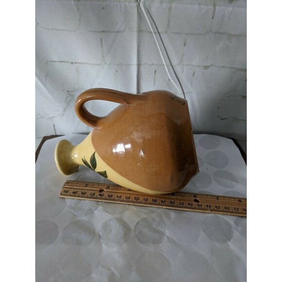 Hand-Painted Ceramic Olive Oil Decanter Pitcher Rust & Yellow With Olive Design - Picture 6 of 8